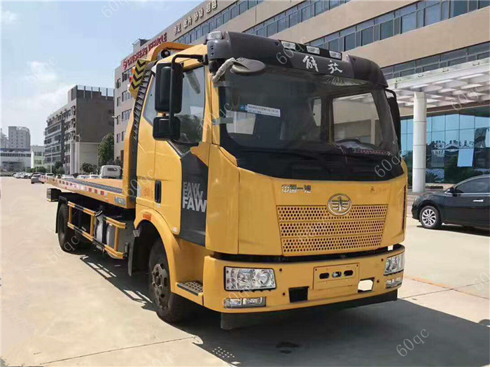 解放J6一拖二平板清障車